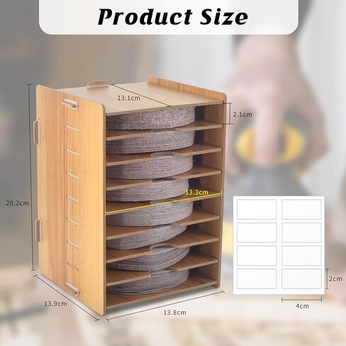 منظم أقراص الصنفرة مع 6 قطع من ملصقات الحبيبات مقاس 5 بوصات رف تخزين أقراص الصنفرة مناسب لملحقات أدوات الصنفرة مقاس 5 بوصات in Kuwait