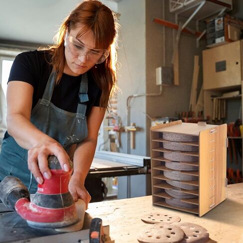 منظم أقراص الصنفرة مع 6 قطع من ملصقات الحبيبات مقاس 5 بوصات رف تخزين أقراص الصنفرة مناسب لملحقات أدوات الصنفرة مقاس 5 بوصات in Kuwait