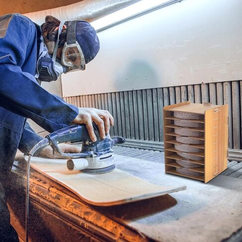 منظم أقراص الصنفرة مع 6 قطع من ملصقات الحبيبات مقاس 5 بوصات رف تخزين أقراص الصنفرة مناسب لملحقات أدوات الصنفرة مقاس 5 بوصات in Kuwait