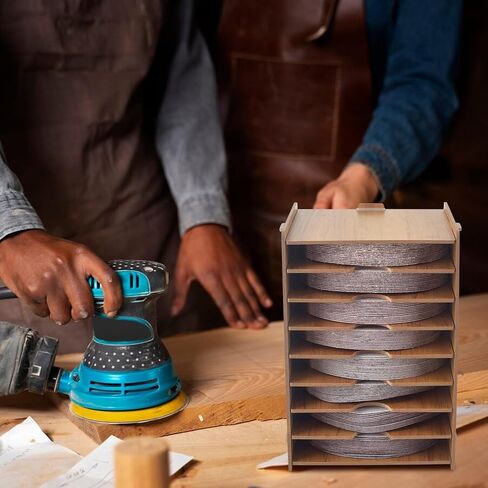 منظم أقراص الصنفرة مع 6 قطع من ملصقات الحبيبات مقاس 5 بوصات رف تخزين أقراص الصنفرة مناسب لملحقات أدوات الصنفرة مقاس 5 بوصات in Kuwait