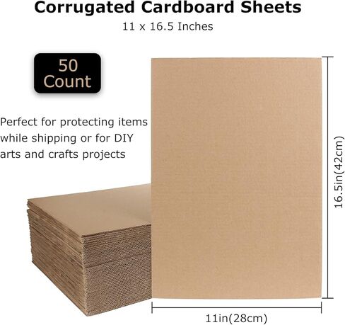 50 حزمة من أوراق الورق المقوى المموج مقاس 11 × 16.5 بوصة، حشوات من الورق المقوى المسطح لتعبئة الحرف اليدوية، مشروع فني بريدي، بسمك 2 مم in Kuwait