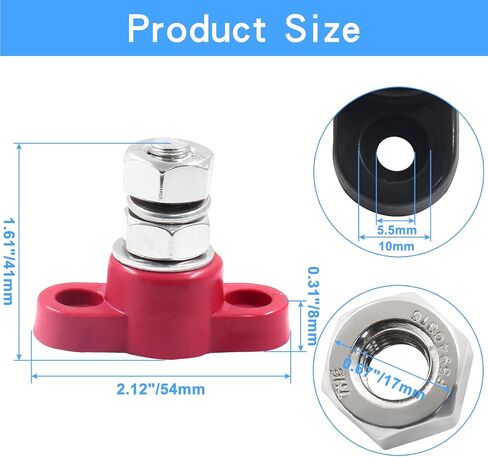 BokWin 2 Pcs Power Distribution Block 3/8 Inch Singe Stud Battery Junction Block M10 Power and Ground Junction Block 12V Power Junction Block for Auto Car Marine Boat in Saudi Arabia
