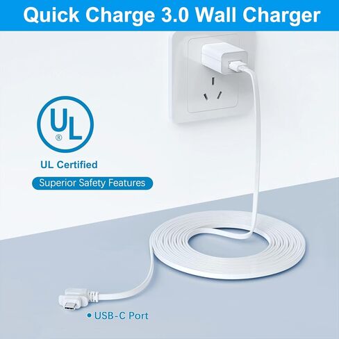 كابل طاقة ومحول Itramax بطول 20 قدمًا متوافق مع كاميرا Blink Outdoor 4، سلك شحن USB مسطح C وميض خارجي من الجيل الرابع، سلك تمديد شاحن مقاوم للماء لكاميرا Blink Outdoor 4 الجديدة باللون الأسود 6M 25 in Kuwait