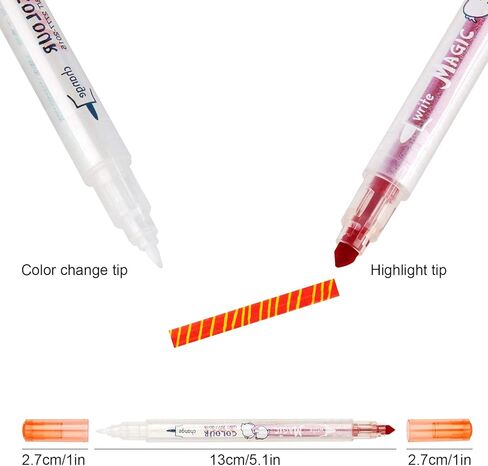 مجموعة أقلام تحديد متغيرة اللون مكونة من 12 قطعة، قلم تمييز بطرف مزدوج من NiArt، ألوان متنوعة، أقلام سحرية متغيرة للمسح برأس رفيع، ألوان متنوعة، فلورسنت للمجلة الفنية in Kuwait