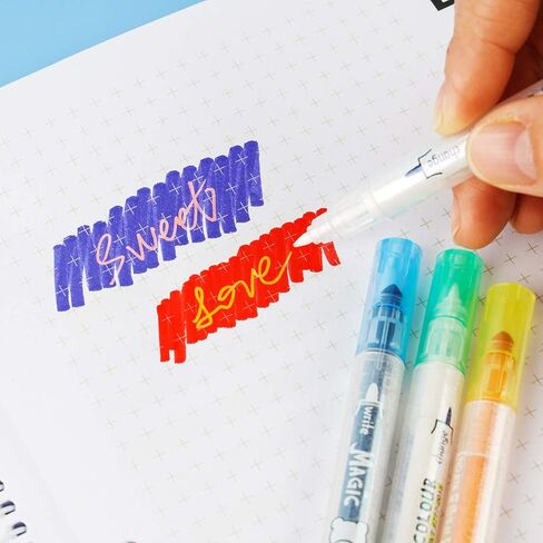 مجموعة أقلام تحديد متغيرة اللون مكونة من 12 قطعة، قلم تمييز بطرف مزدوج من NiArt، ألوان متنوعة، أقلام سحرية متغيرة للمسح برأس رفيع، ألوان متنوعة، فلورسنت للمجلة الفنية in Kuwait