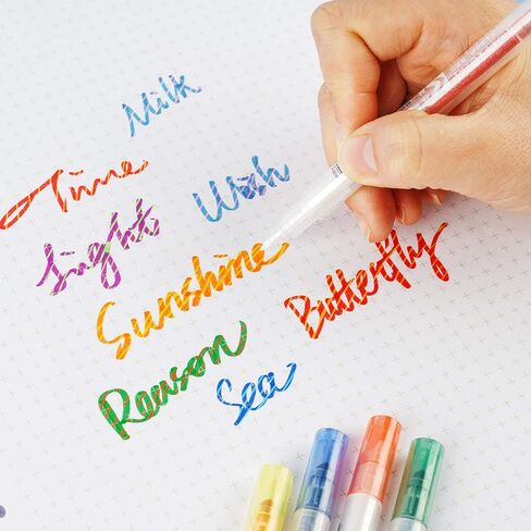 مجموعة أقلام تحديد متغيرة اللون مكونة من 12 قطعة، قلم تمييز بطرف مزدوج من NiArt، ألوان متنوعة، أقلام سحرية متغيرة للمسح برأس رفيع، ألوان متنوعة، فلورسنت للمجلة الفنية in Kuwait