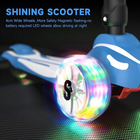 Sejoy Toddler Kick Scooter for Kids with 3 Wheels Extra-Wide Childrens Foldable Toy Scooter with Adjustable Height/Handlebars & Folding Seat for Kids Ages 3+(Blue) in Kuwait