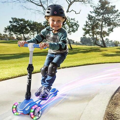 Sejoy Toddler Kick Scooter for Kids with 3 Wheels Extra-Wide Childrens Foldable Toy Scooter with Adjustable Height/Handlebars & Folding Seat for Kids Ages 3+(Blue) in Saudi Arabia