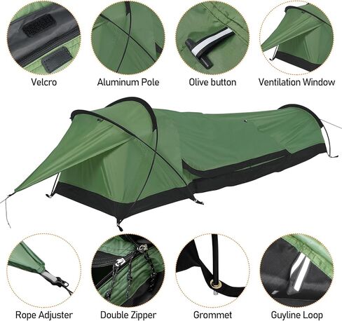 Backpacking Bivy Tent Outdoor Camping Lightweight Single Person Hunting Tent Outdoor Survival Space Saving Waterproof 1 Man Tent in Kuwait