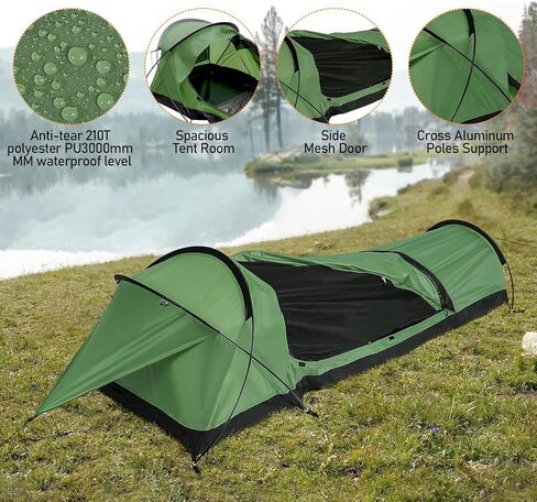 Backpacking Bivy Tent Outdoor Camping Lightweight Single Person Hunting Tent Outdoor Survival Space Saving Waterproof 1 Man Tent in Kuwait