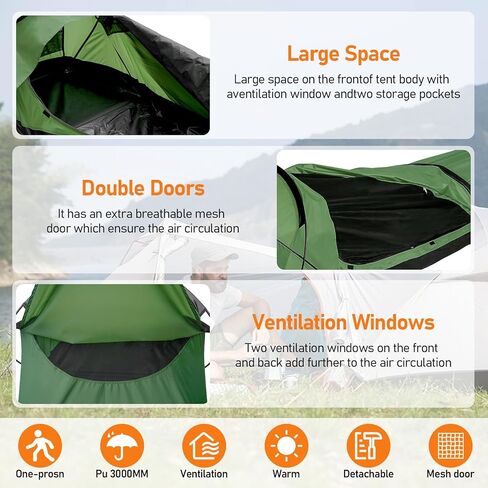 Backpacking Bivy Tent Outdoor Camping Lightweight Single Person Hunting Tent Outdoor Survival Space Saving Waterproof 1 Man Tent in Kuwait