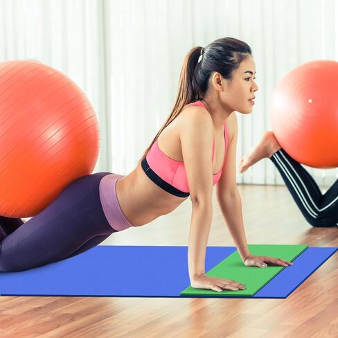 24 Pieces Yoga Mats Set 12 Yoga Mats Bulk and 12 Knee Pads with Carrying Straps 72'' x 24'' x 5 mm Thick Exercise Mat Colorful Non Slip Fitness Mats for Men Women Yoga Class Gym Fitness in Saudi Arabia