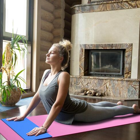 24 Pieces Yoga Mats Set 12 Yoga Mats Bulk and 12 Knee Pads with Carrying Straps 72'' x 24'' x 5 mm Thick Exercise Mat Colorful Non Slip Fitness Mats for Men Women Yoga Class Gym Fitness in Saudi Arabia