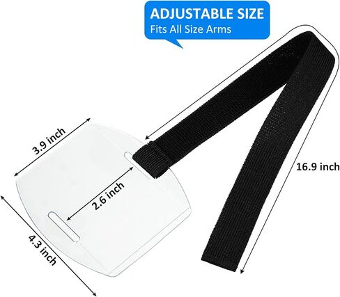 30 Pcs Arm Badge Holder Armband ID Card Holder with Hook and Loop Fastener Clear Plastic Name Tag Badge Holder, Universal Size (Black) in Saudi Arabia