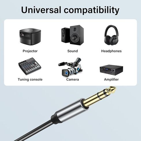 GINTOOYUN 2 Pack 6.35mm Male Plug to Bare Wire Open End TRS 3 Pole Stereo 1/4" 6.35mm Speaker Wire Adapter Connector to Bare Wire Open End Audio Cable for Microphone Speakers-0.3m/11in in Saudi Arabia