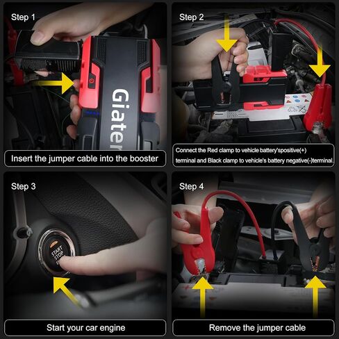 Giatero 001 4000A Car Jump Starter, 12V Battery Jumper Starter Portable Jump Box(10.0L Gas/8.0L Diesel), Jump Start Battery Pack with 3 Modes Flashlight, Power Bank with USB Quick Charge & Type C Port in Saudi Arabia