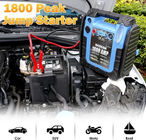 1800 Amp Jump Starter with Air Compressor, acetek Car Battery Jump Starter 260 PSI Tire Inflator, 20000mAh 12V Auto Lead-Acid Battery Booster (Up to 6L Gas or 6L Diesel Engine) with LED Light & USB in Saudi Arabia