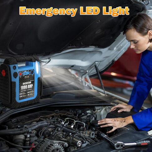 1800 Amp Jump Starter with Air Compressor, acetek Car Battery Jump Starter 260 PSI Tire Inflator, 20000mAh 12V Auto Lead-Acid Battery Booster (Up to 6L Gas or 6L Diesel Engine) with LED Light & USB in Saudi Arabia