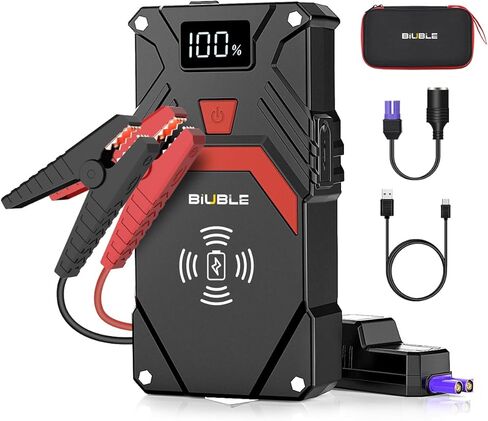 BIUBLE Car Jump Starter, 2500A Peak 12V Auto Booster Battery Pack Jump Box(Up to All Gas or 8.0L Diesel Engine, 50 Times) Jump Starter with 10W Wireless Charger Smart Jump Cables in Kuwait