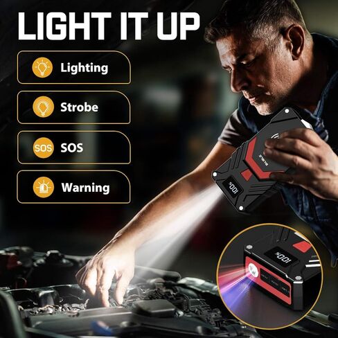 BIUBLE Car Jump Starter, 2500A Peak 12V Auto Booster Battery Pack Jump Box(Up to All Gas or 8.0L Diesel Engine, 50 Times) Jump Starter with 10W Wireless Charger Smart Jump Cables in Kuwait