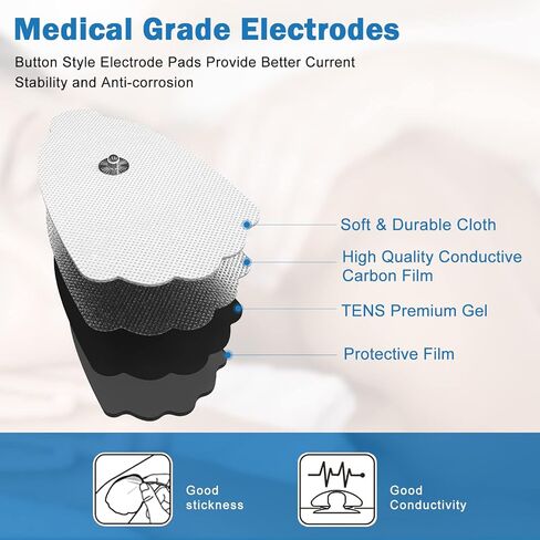 Tens Unit Replacement Electrode Pads - Self Adhesive Patch Reusable Sticky Tens Unit Pads Pack of 24Pcs(12 Pairs) Carbon Conductive Gel for Muscle Stimulator Device - Non Irritating Design in Kuwait