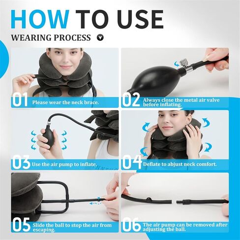 جهاز جر الرقبة العنقي لألم الرقبة المزمن - أفضل أجهزة تخفيف ضغط الرقبة للاستخدام المنزلي، ممتد الرقبة القابل للنفخ لتخفيف آلام الرقبة، وسادة جر الرقبة قابلة للتعديل (رمادي كلاسيكي) in Kuwait