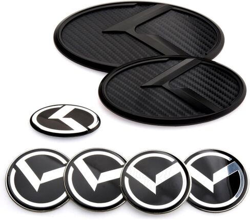 ARKOSKNIGHT 7PCS Vintage K Emblem Compatible with Front Rear Badge for Car Accessories (Carbon Fiber -Black) in Saudi Arabia