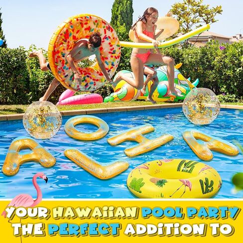 Sumind 8 Pcs Aloha Party Decorations Hawaii Pool Party Float 20" Inflatable Letter Luau Party Decorations with Inflatable Beach Balls Pineapple Pool Float for Tropical Luau Theme Party Supplies in Saudi Arabia