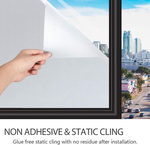 HIDBEA Total Blackout Window Film,100% Light Blocking Privacy Room Darkening Window Tint with Heat Control Static Cling Removable Blackout Window Cover for Day Sleep, 17.5 Inch X 6.5 Feet in Saudi Arabia