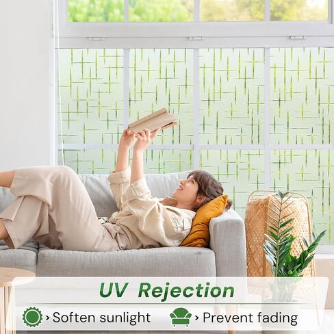 Homein Window Privacy Film فيلم نافذة من الزجاج البلوري، لاصق ثابت للأشعة فوق البنفسجية يحجب ملصقات النوافذ المزخرفة، أغطية نوافذ الباب من الفينيل قابلة للإزالة للمكتب المنزلي، نمط متقاطع 17.5 × 78.7 بوصة in Kuwait