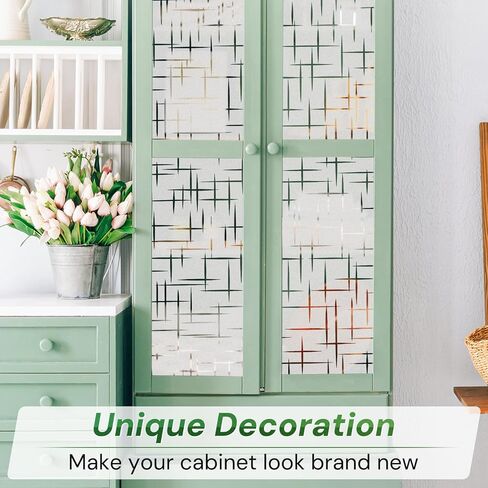 Homein Window Privacy Film فيلم نافذة من الزجاج البلوري، لاصق ثابت للأشعة فوق البنفسجية يحجب ملصقات النوافذ المزخرفة، أغطية نوافذ الباب من الفينيل قابلة للإزالة للمكتب المنزلي، نمط متقاطع 17.5 × 78.7 بوصة in Kuwait