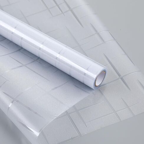 Homein Window Privacy Film فيلم نافذة من الزجاج البلوري، لاصق ثابت للأشعة فوق البنفسجية يحجب ملصقات النوافذ المزخرفة، أغطية نوافذ الباب من الفينيل قابلة للإزالة للمكتب المنزلي، نمط متقاطع 17.5 × 78.7 بوصة in Kuwait