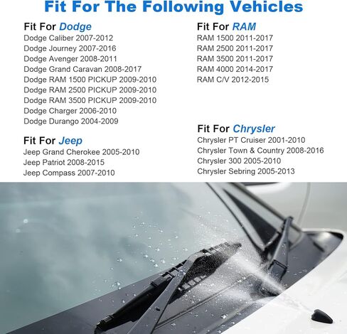 طقم فوهات غسيل الزجاج الأمامي الفاخر من Weuaste مكون من قطعتين، خرطوم غسيل الزجاج الأمامي بطول 2 متر مع 4 قطع موصلات خرطوم، طقم رذاذ غسالة مناسب لكرايسلر، دودج، لتصنيع المعدات الأصلية #: 4805742AB، 5116079AA in Kuwait