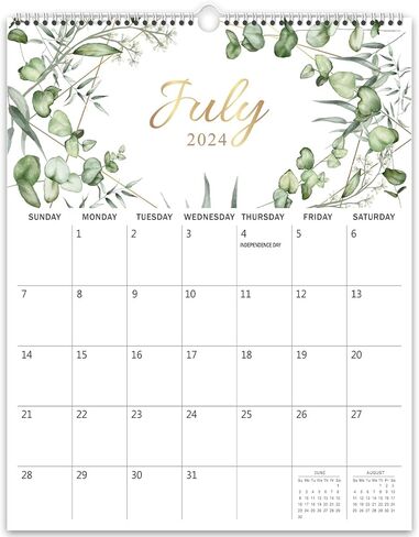 GuassLee Wall Calendar 2024-2025, 2024 Calendar Wall, 18-Months Hanging Calendar Jul. 2024 to Dec. 2025, 14" x 11" Monthly Planner Wall with Thick Paper, Plant Design for Office School Home Teacher in Saudi Arabia