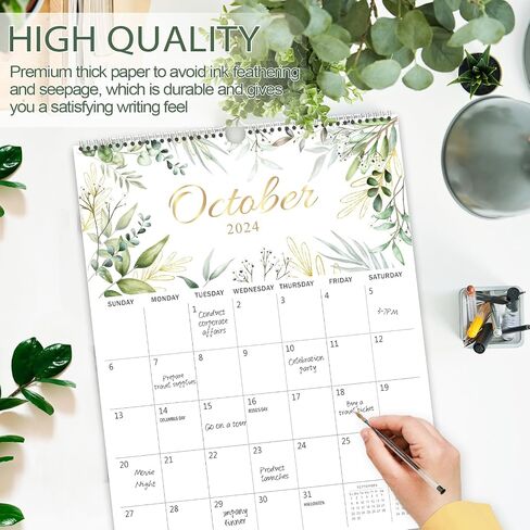 GuassLee Wall Calendar 2024-2025, 2024 Calendar Wall, 18-Months Hanging Calendar Jul. 2024 to Dec. 2025, 14" x 11" Monthly Planner Wall with Thick Paper, Plant Design for Office School Home Teacher in Saudi Arabia