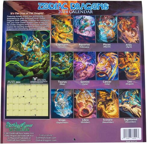 2024 Zodiac Dragons Fantasy Wall Calendar إصدار محدود in Kuwait