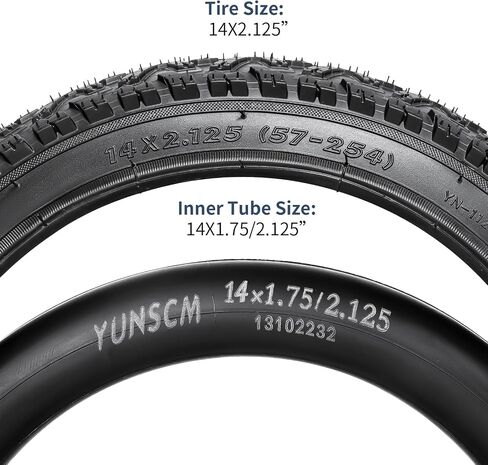 YUNSCM 14" Bike Tires 14 x 2.125/57-254 60TPI and 14" Bike Tubes Schrader Valve Compatible with Mountain Bike 14x1.90 14x1.95 14x2.0 14x2.125 14x2.10 14x2.20 14x2.25 Bicycle Tires and Tubes (Y-1120) in Saudi Arabia