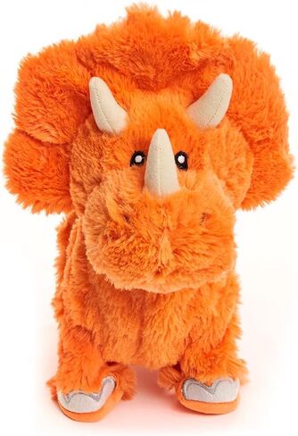 كادل بارن - دينو برايتس - ستومبين سيرا | لعبة الديناصور المحشوة باللون البرتقالي ترايسيراتوبس من القطيفة للمشي واللعب بالأغنية، 25.4 سم in Kuwait