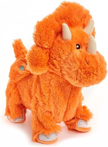 كادل بارن - دينو برايتس - ستومبين سيرا | لعبة الديناصور المحشوة باللون البرتقالي ترايسيراتوبس من القطيفة للمشي واللعب بالأغنية، 25.4 سم in Kuwait