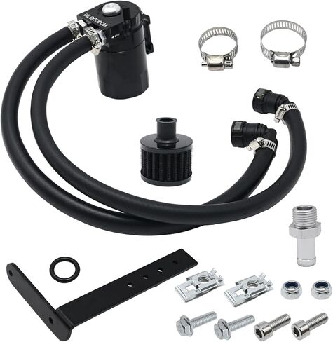 طقم علبة التقاط الزيت 400 مل من Momiuchear، تلميع محرك خزان فاصل الزيت، بديل لسيارة Ford F150 2011-2019 2.7EB 3.5EB 5.0، جانب الركاب مع فلتر للتنفس in Kuwait