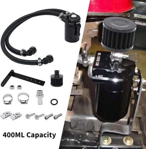 طقم علبة التقاط الزيت 400 مل من Momiuchear، تلميع محرك خزان فاصل الزيت، بديل لسيارة Ford F150 2011-2019 2.7EB 3.5EB 5.0، جانب الركاب مع فلتر للتنفس in Kuwait