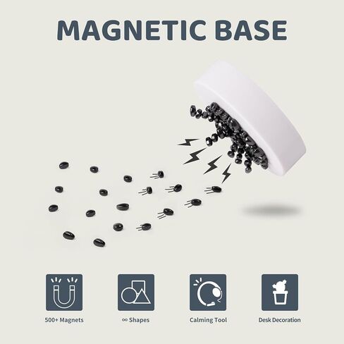 LiKee Easy-Shape Ferrite Putty Magnetic Fidget Toys for Men Women Adult Stress Relief, Include Strong Magnet Base & 500+ Black Pebbles, Captivating Desk Decoration Thoughtful Colleague Gifts (Black) in Saudi Arabia