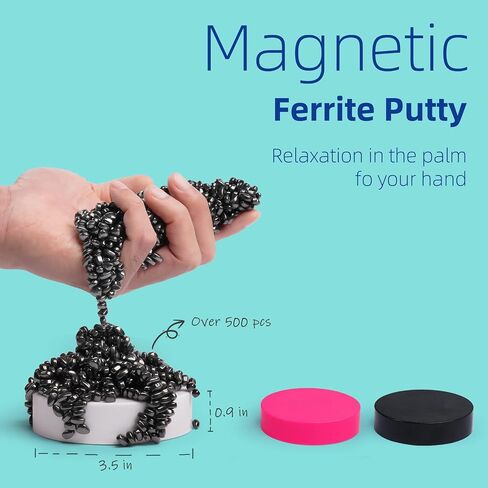 LiKee Easy-Shape Ferrite Putty Magnetic Fidget Toys for Men Women Adult Stress Relief, Include Strong Magnet Base & 500+ Black Pebbles, Captivating Desk Decoration Thoughtful Colleague Gifts (Black) in Saudi Arabia