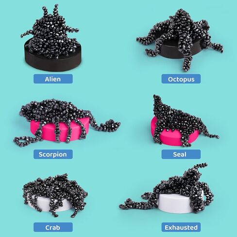 LiKee Easy-Shape Ferrite Putty Magnetic Fidget Toys for Men Women Adult Stress Relief, Include Strong Magnet Base & 500+ Black Pebbles, Captivating Desk Decoration Thoughtful Colleague Gifts (Black) in Saudi Arabia
