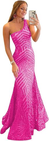 Ztikolen Womens One Shoulder Sequin Mermaid Corset Prom Dresses for Teens Sparkly Long Formal Evening Ball Gown ZN012 in Saudi Arabia