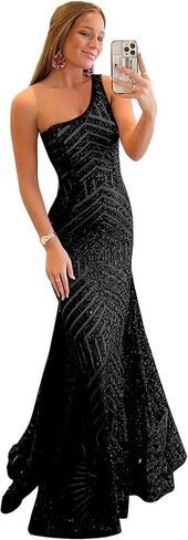 Ztikolen Womens One Shoulder Sequin Mermaid Corset Prom Dresses for Teens Sparkly Long Formal Evening Ball Gown ZN012 in Saudi Arabia