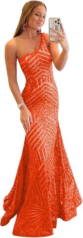 Ztikolen Womens One Shoulder Sequin Mermaid Corset Prom Dresses for Teens Sparkly Long Formal Evening Ball Gown ZN012 in Saudi Arabia