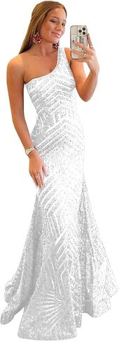 Ztikolen Womens One Shoulder Sequin Mermaid Corset Prom Dresses for Teens Sparkly Long Formal Evening Ball Gown ZN012 in Saudi Arabia