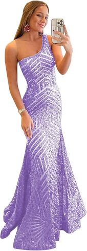 Ztikolen Womens One Shoulder Sequin Mermaid Corset Prom Dresses for Teens Sparkly Long Formal Evening Ball Gown ZN012 in Saudi Arabia
