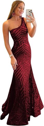 Ztikolen Womens One Shoulder Sequin Mermaid Corset Prom Dresses for Teens Sparkly Long Formal Evening Ball Gown ZN012 in Saudi Arabia
